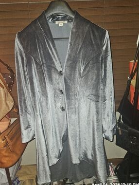 Velvet High Low Button Blazer - Silver, Gray. Sz. Small/Medium. Gothic Tail Coat